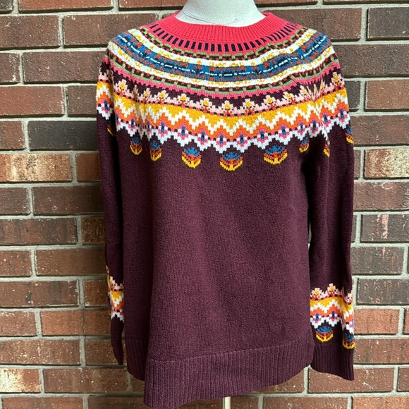 Talbots Fair Isle‎ Yoke Crewneck Sweater - Picture 2 of 12